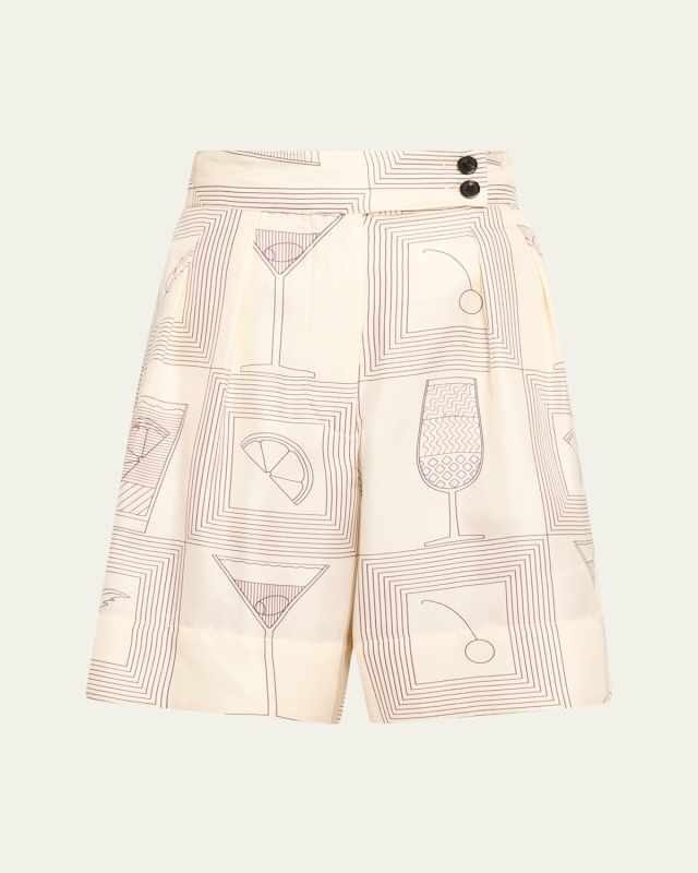 Dorin Aperitivo Twill Pleated Bermuda Shorts